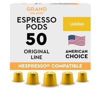 New Grano Milano Lungo Coffee Capsules- 50 Aluminium Coffee Pods Compatible with Nespresso Original line,100% Arabica Medium Roast - Intensity 8/12, Made in Italy