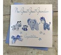 NEW GREAT GREAT GRANDSON CONGRATULATIONS HAND FINISHED CARD - TOYS BLUE- by WHITE COTTON CARDS BD14-GGS