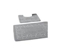 New Greek Style 2 Piece Bath Mat Set Non-Slip 13 Colours (Grey)