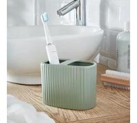 New Green Ceramic Ribbed Electric Toothbrush Holder - Stylish 100% Ceramic Bathroom Organizer - Ideal for Toothbrush, Toothpaste & Floss M-02 (Toothbrush Holder)