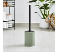 New Green Ceramic Ribbed Toilet Brush with Holder -Stylish Bathroom Accessory - Flat Pack Assembly,Ceramic Base with Stainless Steel & Plastic Handle M-02 (Toilet Brush)
