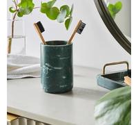 New Green Marble Resin Toothbrush Holder - Deep Green Bathroom Accessory with Stylish Marble Effect, Durable Resin Construction M-14 (Toothbrush Holder)