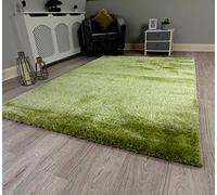 NEW GREEN MODERN THICK SOFT PLAIN SILKY SHAG PILE RUG LUXURIOUS RUGS UK (120x170cm)