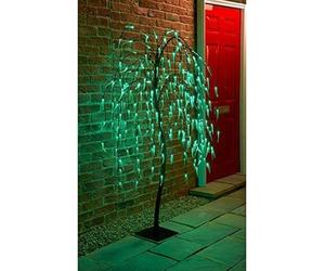 New Green Solar Powered 5 FT Weeping Willow Trees for Garden Lights Outdoor Decorations 240 LED Solar Tree Lights with Metal Flat Base Garden Ornaments for Home Display Outdoor Decor