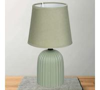 New Green Stunning Downtown Ribbed Lamp with Stylish Ribbed Design Base and Green Fabric Shade Perfect for Side Tables and Table Tops Any Room Home Office Decor -A25