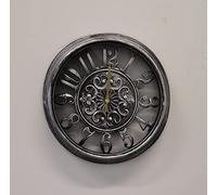 New Grey 33cm Design Old Vintage Style Antique Gear Wall Clock Silent Clock with Tempered Glass for Livingroom or Office Decoration