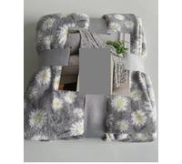 New Grey White and Yellow Daisy Flower Print Throw, A Soft Blanket for Sofa Bed Throw, Make Yourself Cosy A Home, A Marvellous Addition to Your Home - 120 x 150cm (Approx.)