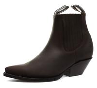 New Grinders Mustang Brown Leather Cowboy Boot Slip On Cuban Heel Chelsea Boots