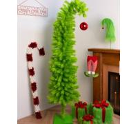 New Grumble Spruce Fir Tree With Slightly Curved Design, Decorated With A Red Bauble, Makes it Stand Out, Fit Easily in Any Bedroom Or Living Room, Enhance Your Home's Decor- 6ft - Green