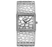 NEW GUESS SILVER TONE STAINLESS STEEL CROC LOOKS CRYSTAL BRACELET WATCH-W0223L1