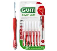 NEW Gum Trav-Ler Interdental Brushes 0 8mm 6 pieces antibacterial foldable