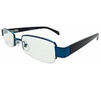 New Half Frame Reading Glasses Blue Metal Frame Sprung ARMS 6 Strengths ORWELL (+2.0)