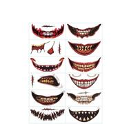 New Halloween Prank Makeup Temporary Tattoo Halloween Clown Horror Mouth Tattoo Stickers Smile Lip Stickers Temporary Tattoos Face Decals Prank Props For Halloween Cosplay Party Decorations