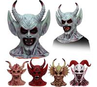 New Halloween Vampire Mask, Zombie Head Mask for Adult, Scary Horror Creepy Demon Monster Mask for Halloween Costume Party (Color:Silver)