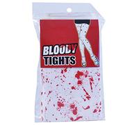 New Halloween White Blood Stained Tights Full Length Adult Ladies Fancy Dress Costume Accessory Sexy Nurse Zombie School Girl Day of The Dead Fashion Hold Ups With Blood Splatter Hosiery ONE SIZE
