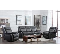 New Hampshire 3 Piece Sofa Suite Reclining Armchairs Leatherair Leather 3 + 1 + 1 Furnishings For Less UK Grey One Size