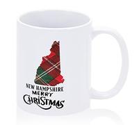 New Hampshire Coffee Mug 11oz US State Coffee Mug Christmas Red Green Buffalo Plaid Ceramic Mug New Hampshire Map Tea Cup Gaming Coffee Mug