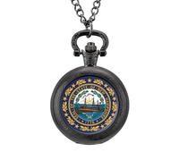 New Hampshire Flag Men's Pocket & Fob Watches Analogue Display Quartz Watch with Chain for Birthday Christmas Father's Day Black-Style