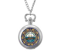 New Hampshire Flag Men's Pocket & Fob Watches Analogue Display Quartz Watch with Chain for Birthday Christmas Father's Day Silver-Style