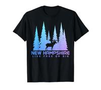 New Hampshire Live Free Or Die Moose Nature Lover Value Graphic T-Shirt, Men, Black, L