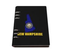 New Hampshire Map Flag A5 Notebook Refillable 6 Ring Binder Note Book 90 Pages for Travel Journal