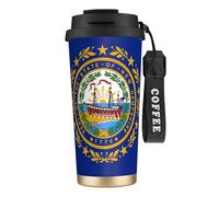 New Hampshire State Flag Double Wall Stainless Steel Vacuum Insulated Travel Mug with Splash-Proof Lid Perfect for Camping & On-The-Go