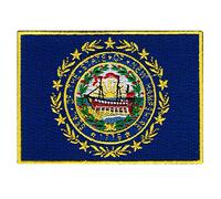 New Hampshire State Flag Embroidered Patch Iron-On NH Emblem, Blue, 3.5-inches