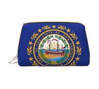 New Hampshire State Flag Leather Hand-Held Zipper Makeup Bag Storage Bag Portable Lipstick Pouch Toiletry Bag