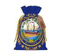 New Hampshire State Flag Linen Drawstring Gift Bag Xmas Party Candy Bag Reusable Storage Pouches
