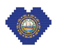 New Hampshire State Flag Print Art Brick Puzzle Heart Shaped DIY Building Blocks Set 3D Jigsaw Home Decor 53 Pieces