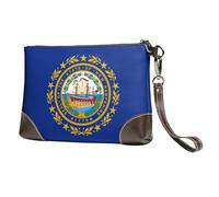 New Hampshire state flag Print Genuine Leather Wristlet Clutch Wallet Purse Handbag Cell Phone Pocket for Women