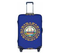 New Hampshire State Flag Print Travel Elastic Suitcase Luggage Baggage Cover Protector, Washable And Anti-Scratch, White, S