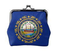 New Hampshire State Flag Print Women'S Kiss Lock Coin Pouch, Mini Wallet For Cards And Lipstick, Soft Compact Purse