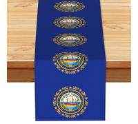 New Hampshire state flag Printed Table Runner, Farmhouse Spring Floral Decor, Autumn Fall Harvest Dining Scarf