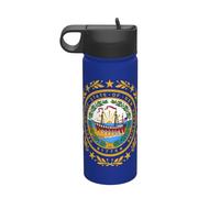 New Hampshire State Flag Printing The Print 18 Oz Stainless Steel Sports Insulated Kettle with Lid for Adult Men Women