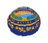 New Hampshire state flag Reusable Shower Cap for Women, Double Waterproof Layers Bath Hat, Hair Treatment Essentials