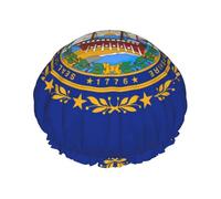 New Hampshire State Flag Shower Caps For Women, Elastic And Reusable Bath Caps, Double Waterproof Layers Shower Cap, Bathing Shower Caps