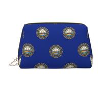 New Hampshire State Flag Toiletry Cosmetics Bag, Portable Travel Cosmetic Makeup Bag,PVC Leather,with Compartments