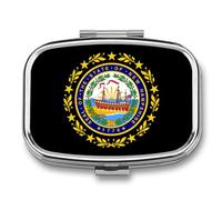 New Hampshire State Flag Travel Pill Organizer 2 Compartments Pill Case Pill Box Containers for Purse Pocket