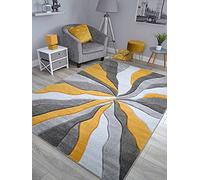 New Hand Carved Ochre Gold Grey Mustard Black Silver Small Extra Large Size House Rugs Cheap (Gold Splinter, 200cm x 300cm)