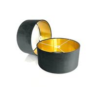 New Handmade by Order Graphite Grey Velvet Drum lamp Shade Ceiling Shade with Metallic Lining of Gold,Silver or Copper lamp Shades Suitable for Ceiling and Tables