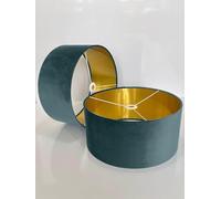 New Handmade by Order Peacock Blue Velvet Drum lamp Shade Ceiling Shade with Metallic Lining of Gold,Silver or Copper lamp Shades Suitable for Ceiling and Tables