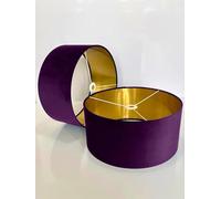 New Handmade by Order Plum Velvet Drum lamp Shade Ceiling Shade with Metallic Lining of Gold,Silver or Copper lamp Shades Suitable for Ceiling and Tables