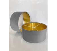 New Handmade by Order Silver Grey Velvet Drum lamp Shade Ceiling Shade with Metallic Lining of Gold,Silver or Copper lamp Shades Suitable for Ceiling and Tables