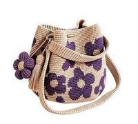New Handmade Crochet Flower Tote Knit Floral Purse Bag Boho Beach Handbags Crossbody Shoulder Bag for Women Vacation