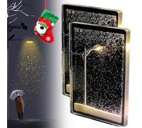 New Handmade DIY Snow Scenery Light, Snowy Street Flowing Lamp, Make Your Own Christmas Night Light (2pcs)
