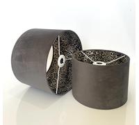 New Handmade Double Sided Platinum Grey Velvet and Snow Leopard Print lamp Shade Pendant lamp Shade in Drum Shade availavle in Multi Sizes and Shapes