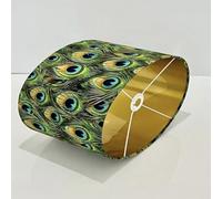 New Handmade Oval Shape Peacock Feathers Pattern lamp Shade Pendant Light Shade in Multi Sizes