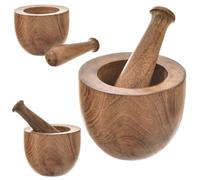 NEW Handmade Spice Mortar Wooden Mangrove Pestle Natural Kitchen 16x5cm