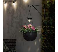 New Hanging Basket Solar Light - Rattan Effect Outdoor Garden Light with Warm SMD LED - Auto On at Dusk - Rechargeable Battery Included - Hanging Chain & Hook G-33